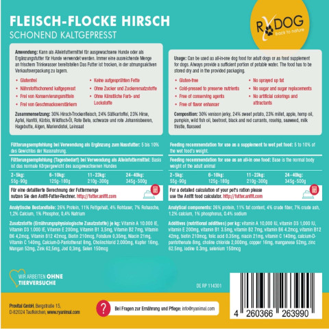 Hund Flocken Trockenfutter RyDog Fleisch-Flocke Hirsch 125g 1 Stück -2- Anifit